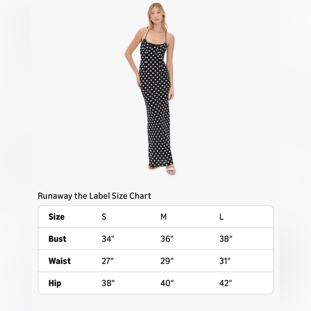 Runaway the Label Black and White Polka Dot Maxi Dress Valentines Day Dress S - Picture 4 of 16